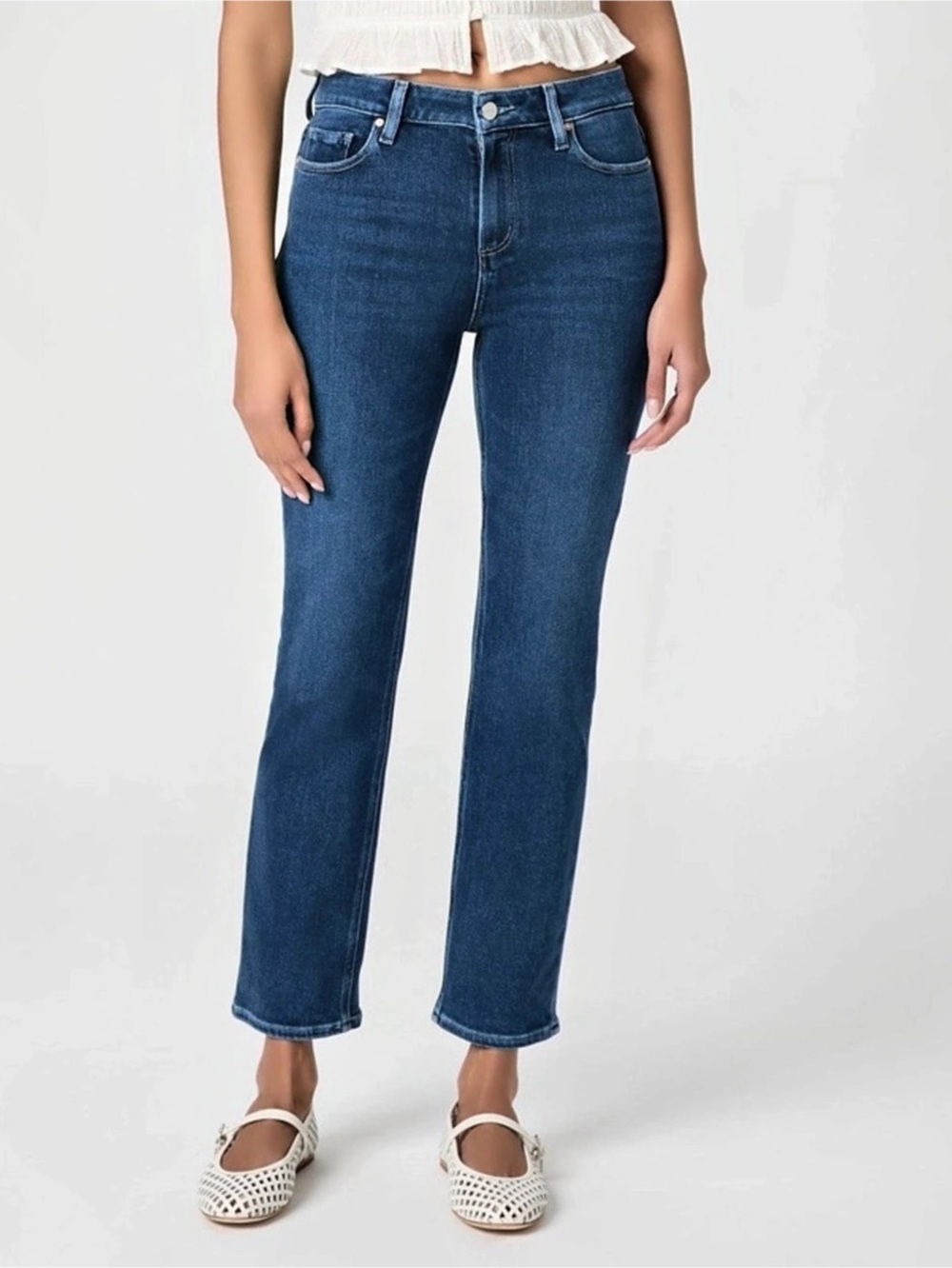 Paige Hoxton Ankle Straight Leg Jeans Blue Waist 28